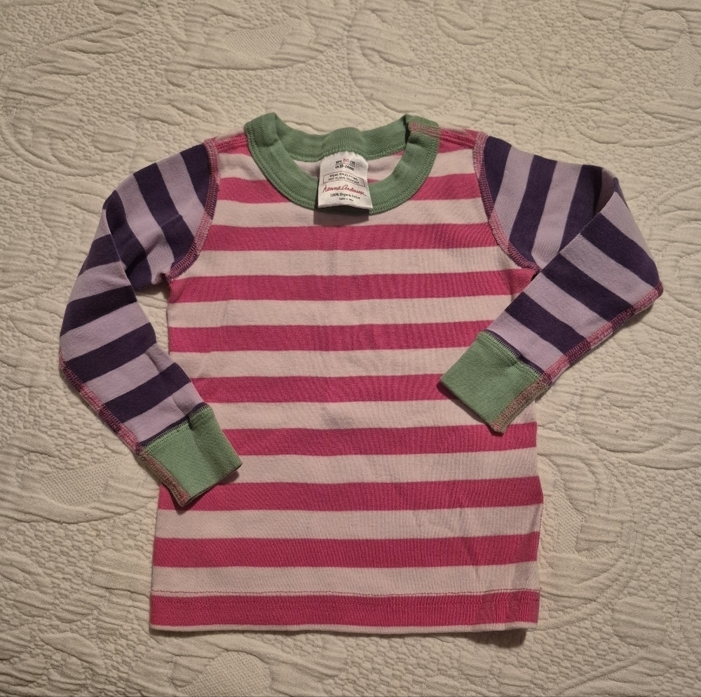 Hanna Andersson pajama top 80 or 18-24 months pink, white, purple stripes